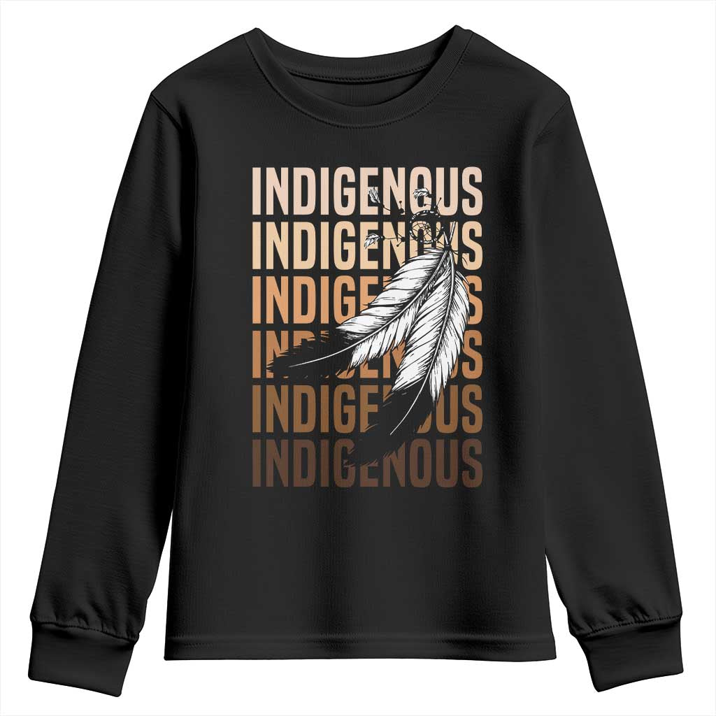 Indigenous Pride Youth Sweatshirt Native American Heritage Feathers Dreamcatcher TS11 Black Print Your Wear