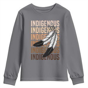 Indigenous Pride Youth Sweatshirt Native American Heritage Feathers Dreamcatcher TS11 Charcoal Print Your Wear