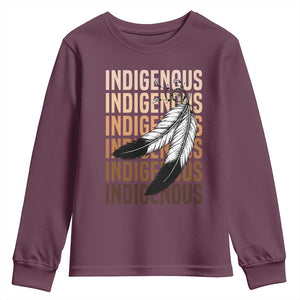 Indigenous Pride Youth Sweatshirt Native American Heritage Feathers Dreamcatcher TS11 Maroon Print Your Wear