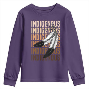 Indigenous Pride Youth Sweatshirt Native American Heritage Feathers Dreamcatcher TS11 Purple Print Your Wear