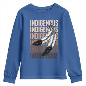 Indigenous Pride Youth Sweatshirt Native American Heritage Feathers Dreamcatcher TS11 Royal Blue Print Your Wear