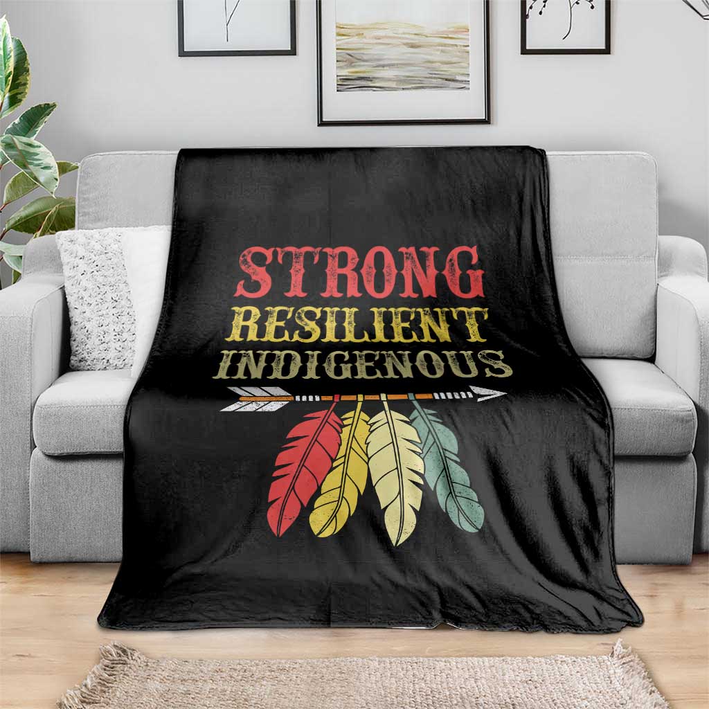 Native American Strong Resilient Indigenous Throw Blanket Retro Vintage Feathers TS11 Print Your Wear