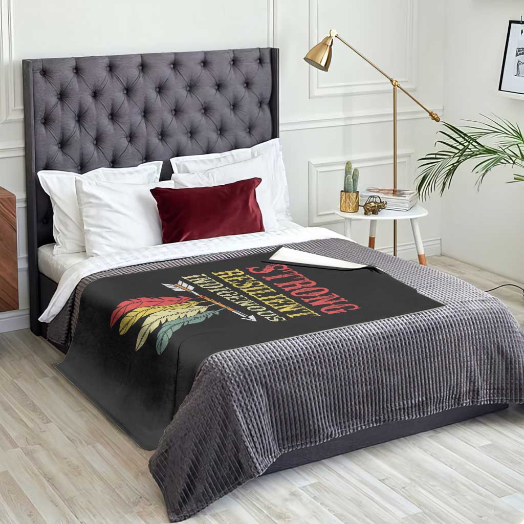Native American Strong Resilient Indigenous Throw Blanket Retro Vintage Feathers TS11 Print Your Wear