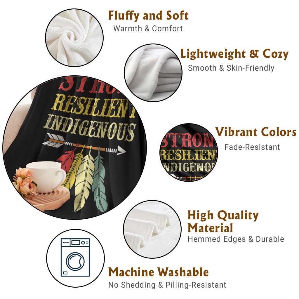 Native American Strong Resilient Indigenous Throw Blanket Retro Vintage Feathers TS11 Print Your Wear