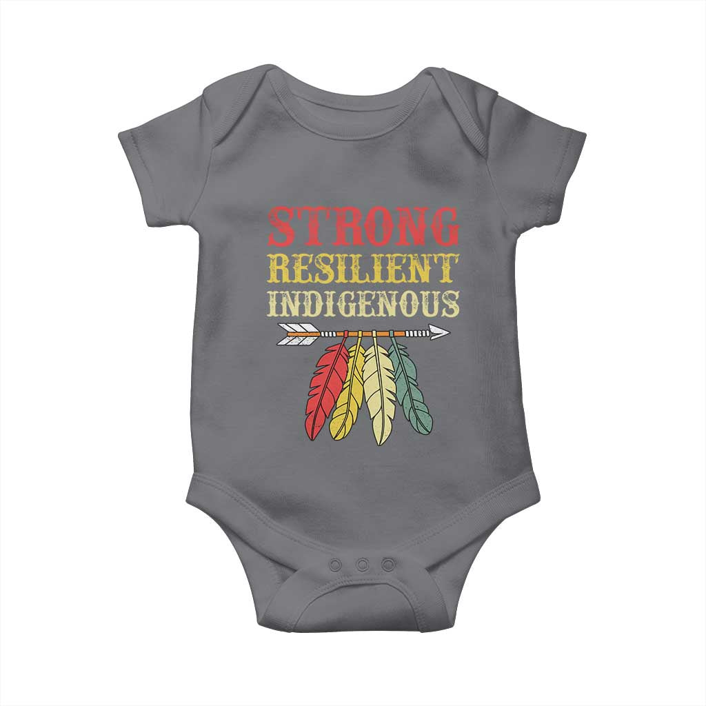 Native American Strong Resilient Indigenous Baby Onesie Retro Vintage Feathers TS11 Charcoal Print Your Wear