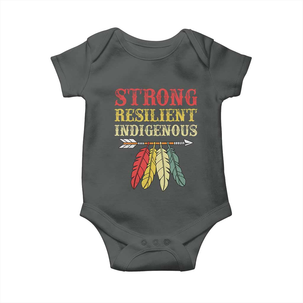 Native American Strong Resilient Indigenous Baby Onesie Retro Vintage Feathers TS11 Dark Heather Print Your Wear