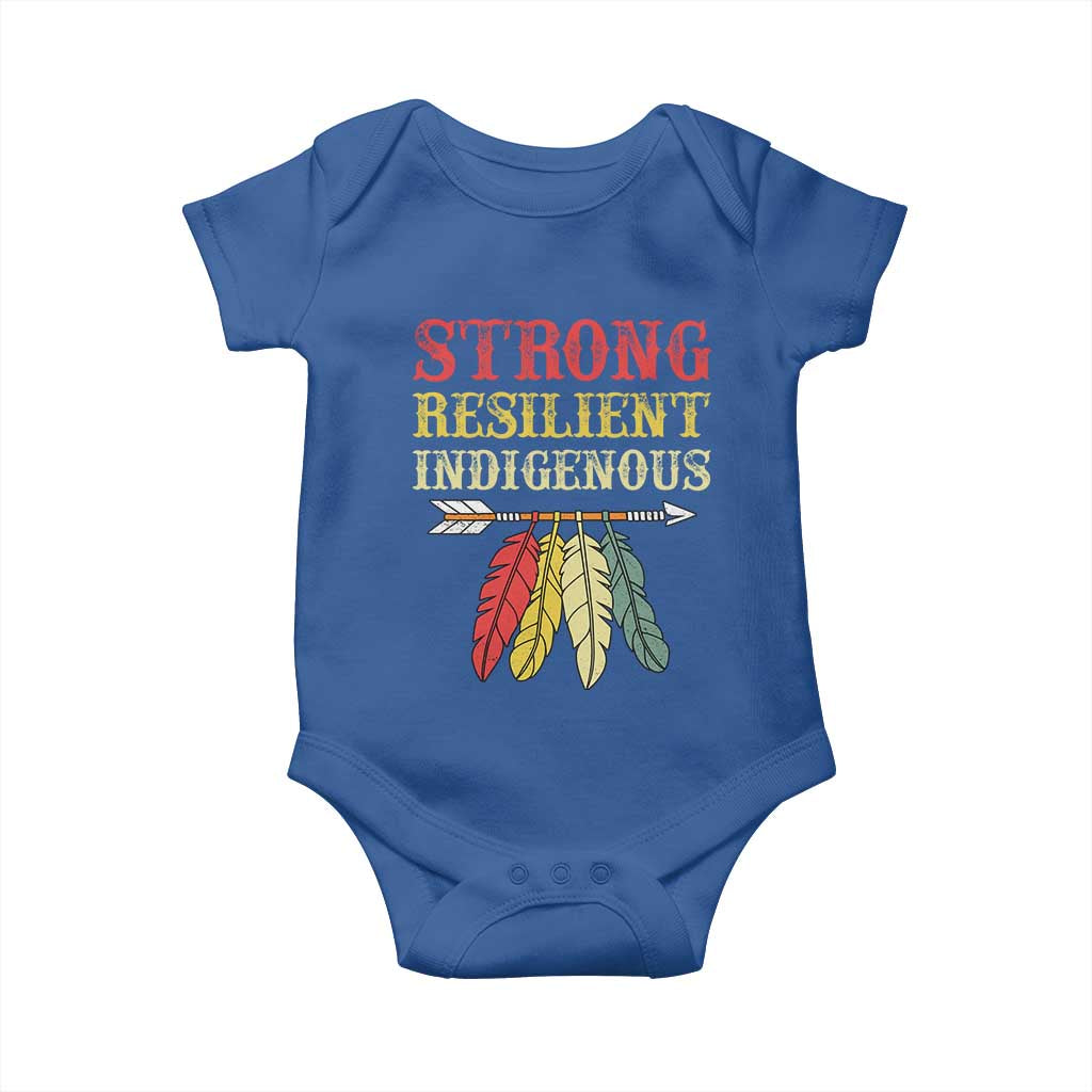 Native American Strong Resilient Indigenous Baby Onesie Retro Vintage Feathers TS11 Royal Blue Print Your Wear