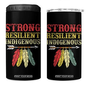 Native American Strong Resilient Indigenous 4 in 1 Can Cooler Tumbler Retro Vintage Feathers TS11 One Size: 16 oz Black Print Your Wear