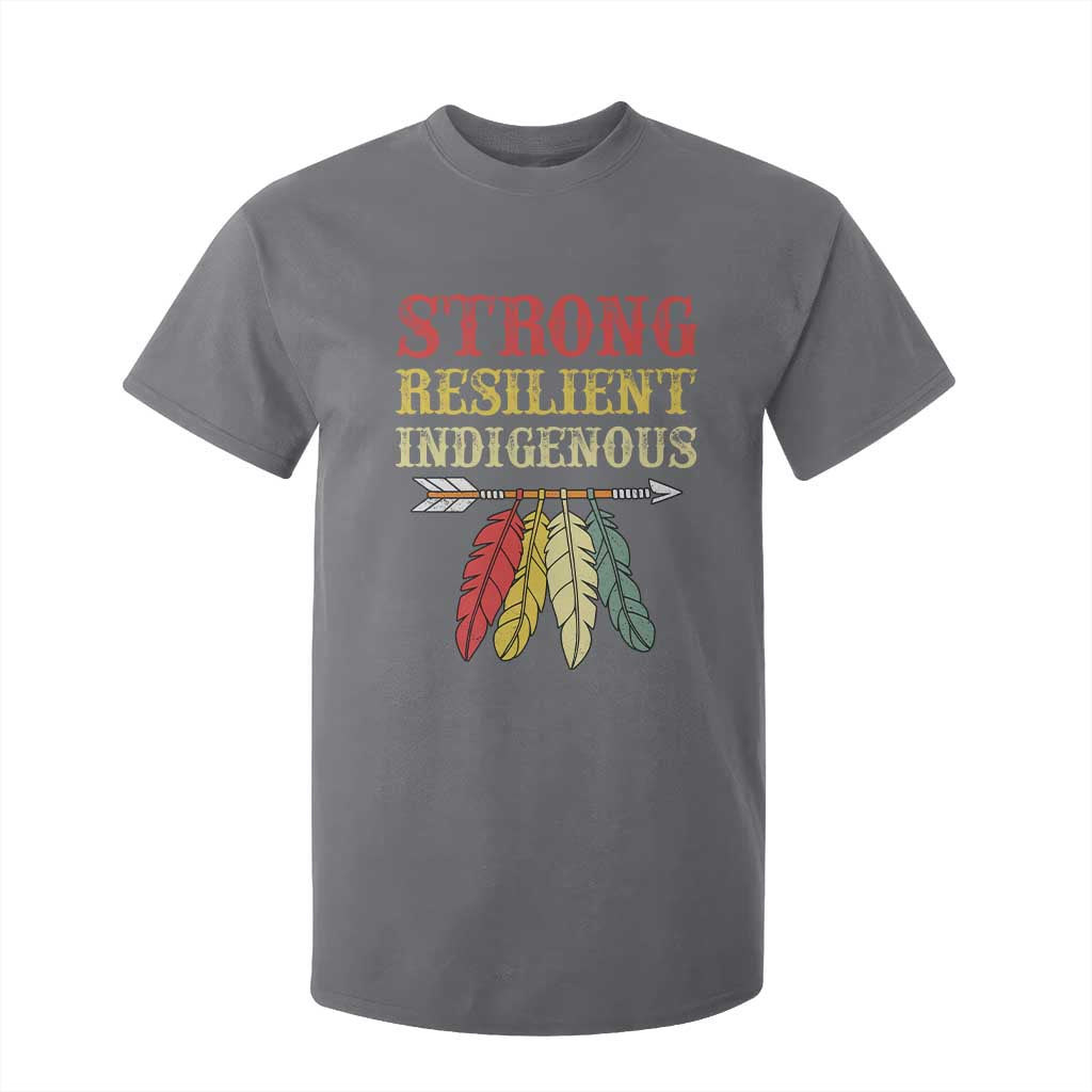 Native American Strong Resilient Indigenous T Shirt For Kid Retro Vintage Feathers TS11 Charcoal Print Your Wear
