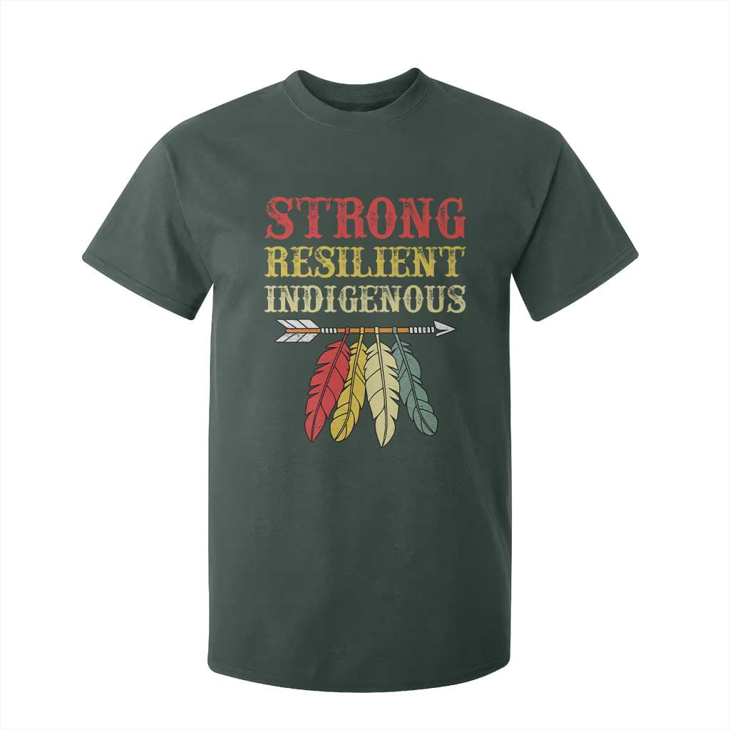 Native American Strong Resilient Indigenous T Shirt For Kid Retro Vintage Feathers TS11 Dark Forest Green Print Your Wear