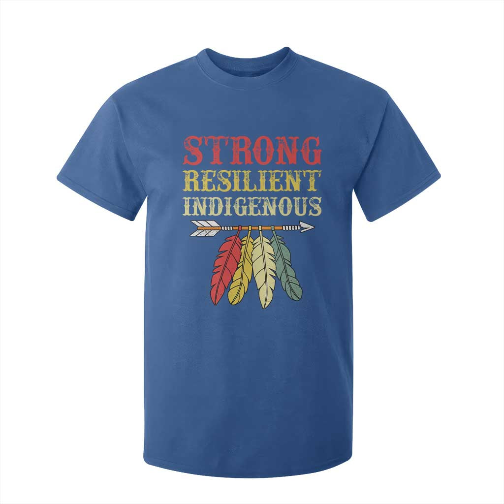Native American Strong Resilient Indigenous T Shirt For Kid Retro Vintage Feathers TS11 Royal Blue Print Your Wear