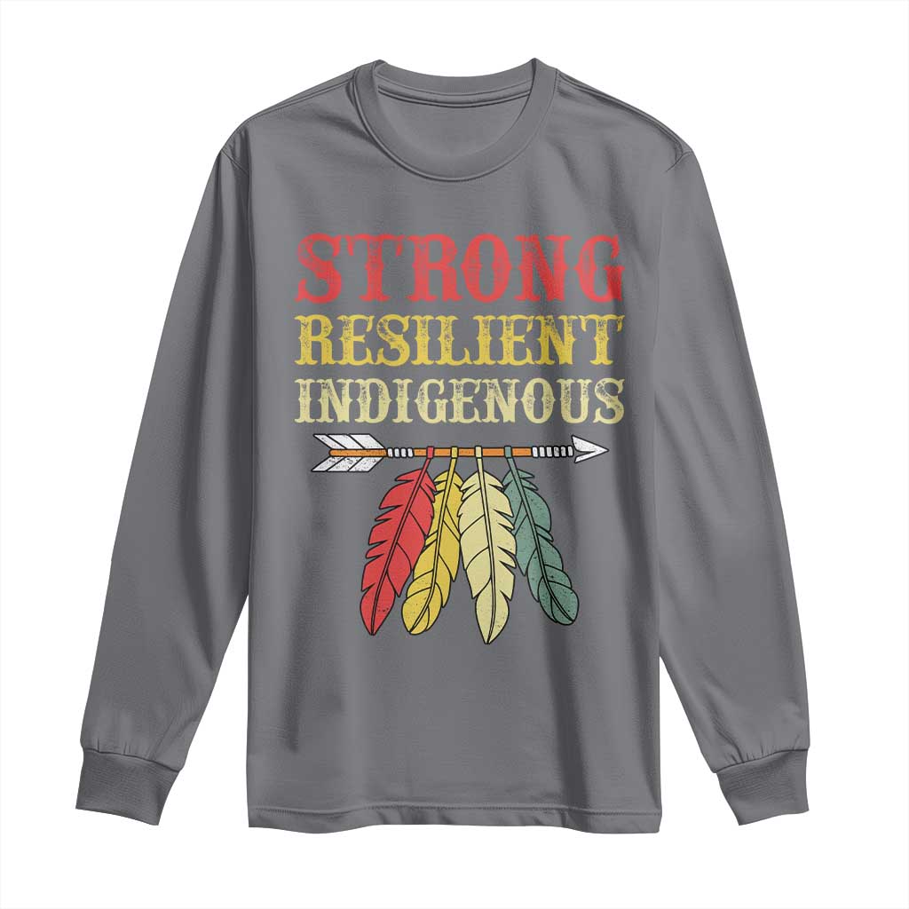 Native American Strong Resilient Indigenous Long Sleeve Shirt Retro Vintage Feathers TS11 Charcoal Print Your Wear