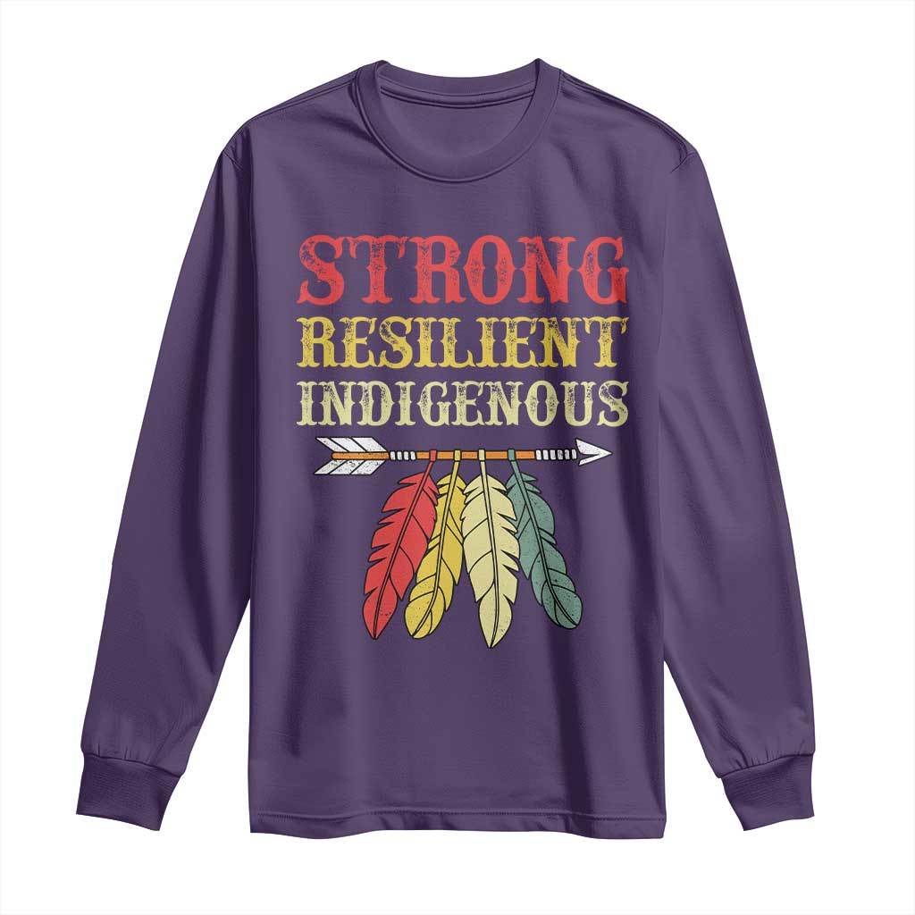 Native American Strong Resilient Indigenous Long Sleeve Shirt Retro Vintage Feathers TS11 Purple Print Your Wear