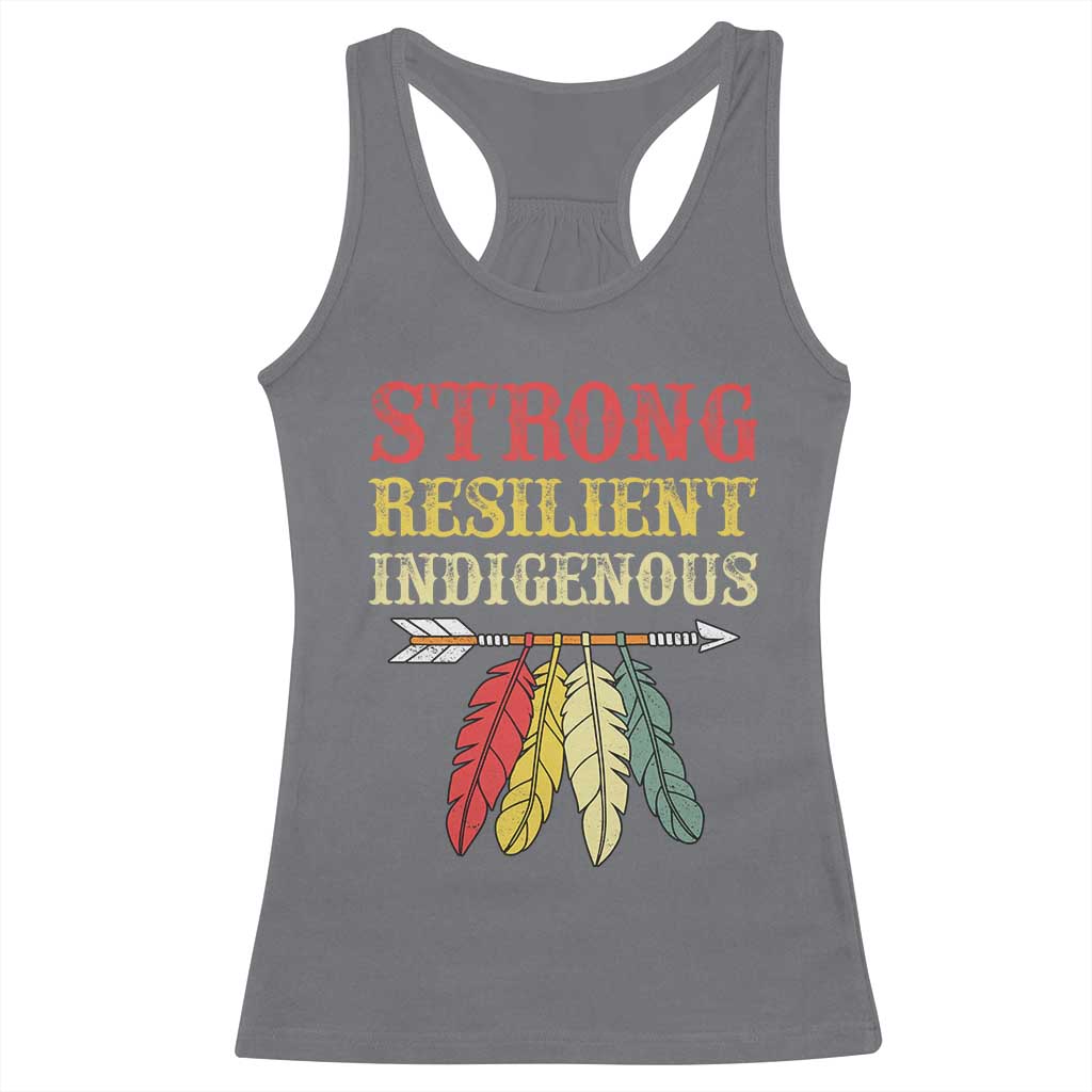 Native American Strong Resilient Indigenous Racerback Tank Top Retro Vintage Feathers TS11 Charcoal Print Your Wear