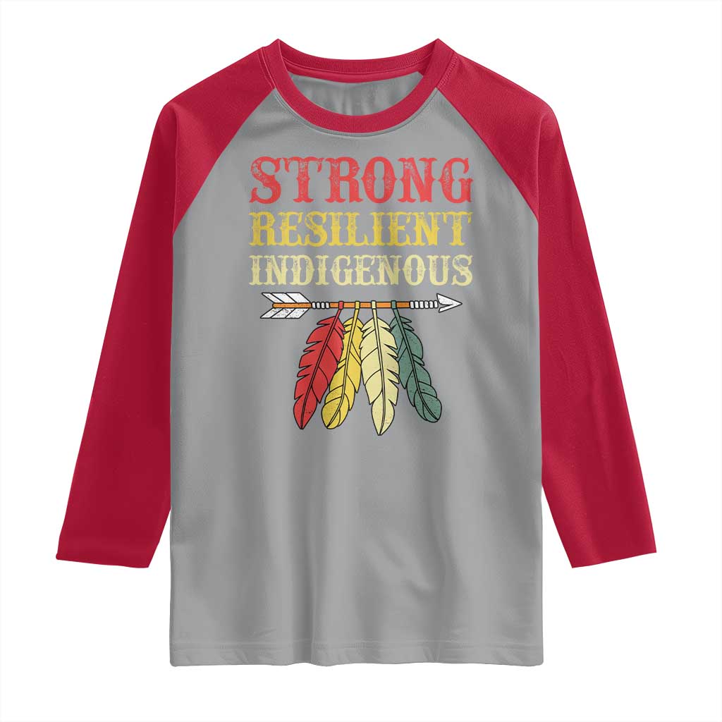 Native American Strong Resilient Indigenous Raglan Shirt Retro Vintage Feathers TS11 Sport Gray Red Print Your Wear