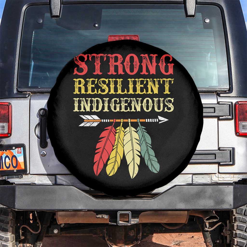 Native American Strong Resilient Indigenous Spare Tire Cover Retro Vintage Feathers TS11 No hole Black Print Your Wear