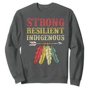 Native American Strong Resilient Indigenous Sweatshirt Retro Vintage Feathers TS11 Dark Heather Print Your Wear