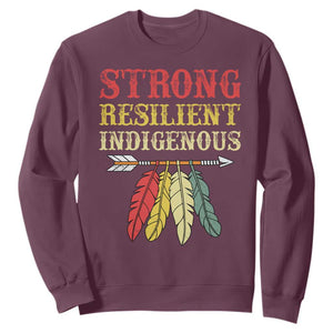 Native American Strong Resilient Indigenous Sweatshirt Retro Vintage Feathers TS11 Maroon Print Your Wear