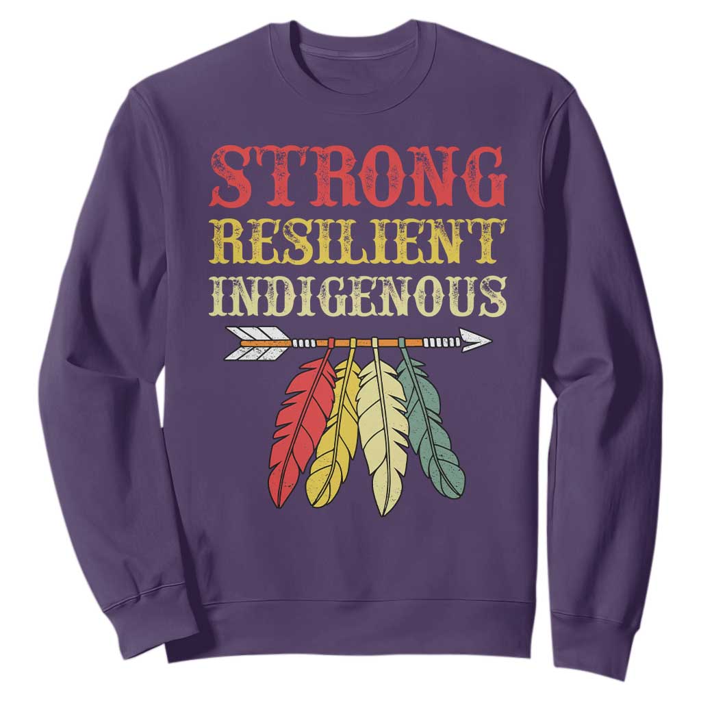 Native American Strong Resilient Indigenous Sweatshirt Retro Vintage Feathers TS11 Purple Print Your Wear
