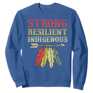 Native American Strong Resilient Indigenous Sweatshirt Retro Vintage Feathers TS11 Royal Blue Print Your Wear