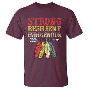 Native American Strong Resilient Indigenous T Shirt Retro Vintage Feathers TS11 Maroon Print Your Wear