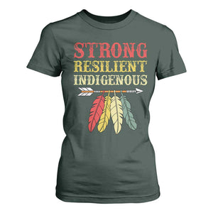 Native American Strong Resilient Indigenous T Shirt For Women Retro Vintage Feathers TS11 Dark Forest Green Print Your Wear