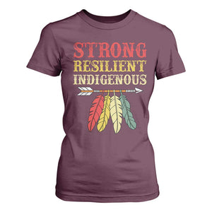 Native American Strong Resilient Indigenous T Shirt For Women Retro Vintage Feathers TS11 Maroon Print Your Wear