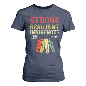 Native American Strong Resilient Indigenous T Shirt For Women Retro Vintage Feathers TS11 Navy Print Your Wear