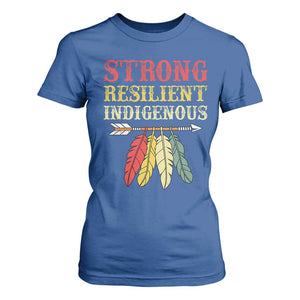 Native American Strong Resilient Indigenous T Shirt For Women Retro Vintage Feathers TS11 Royal Blue Print Your Wear
