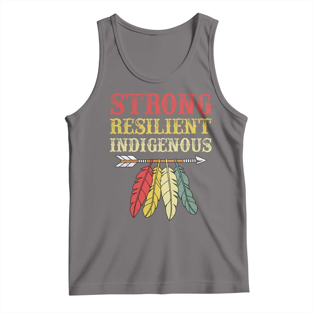 Native American Strong Resilient Indigenous Tank Top Retro Vintage Feathers TS11 Deep Heather Print Your Wear