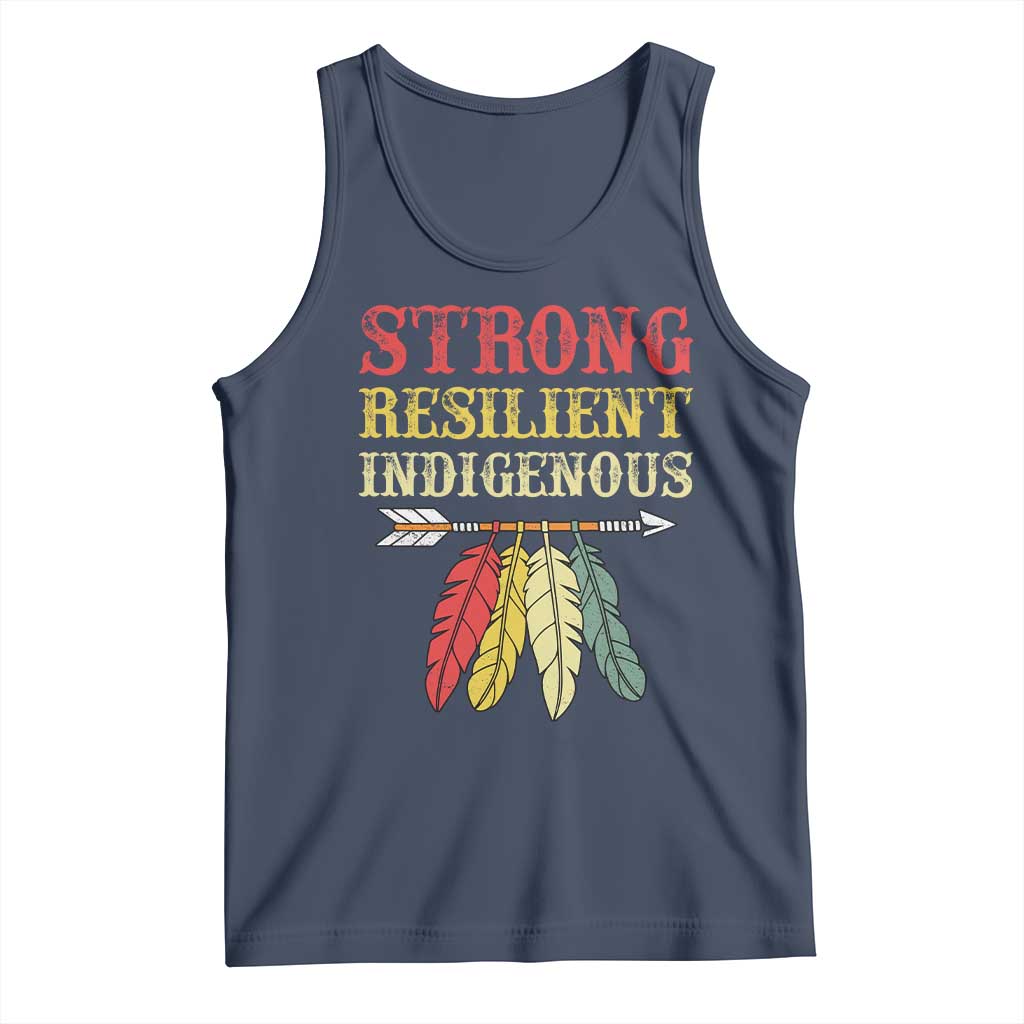 Native American Strong Resilient Indigenous Tank Top Retro Vintage Feathers TS11 Navy Print Your Wear