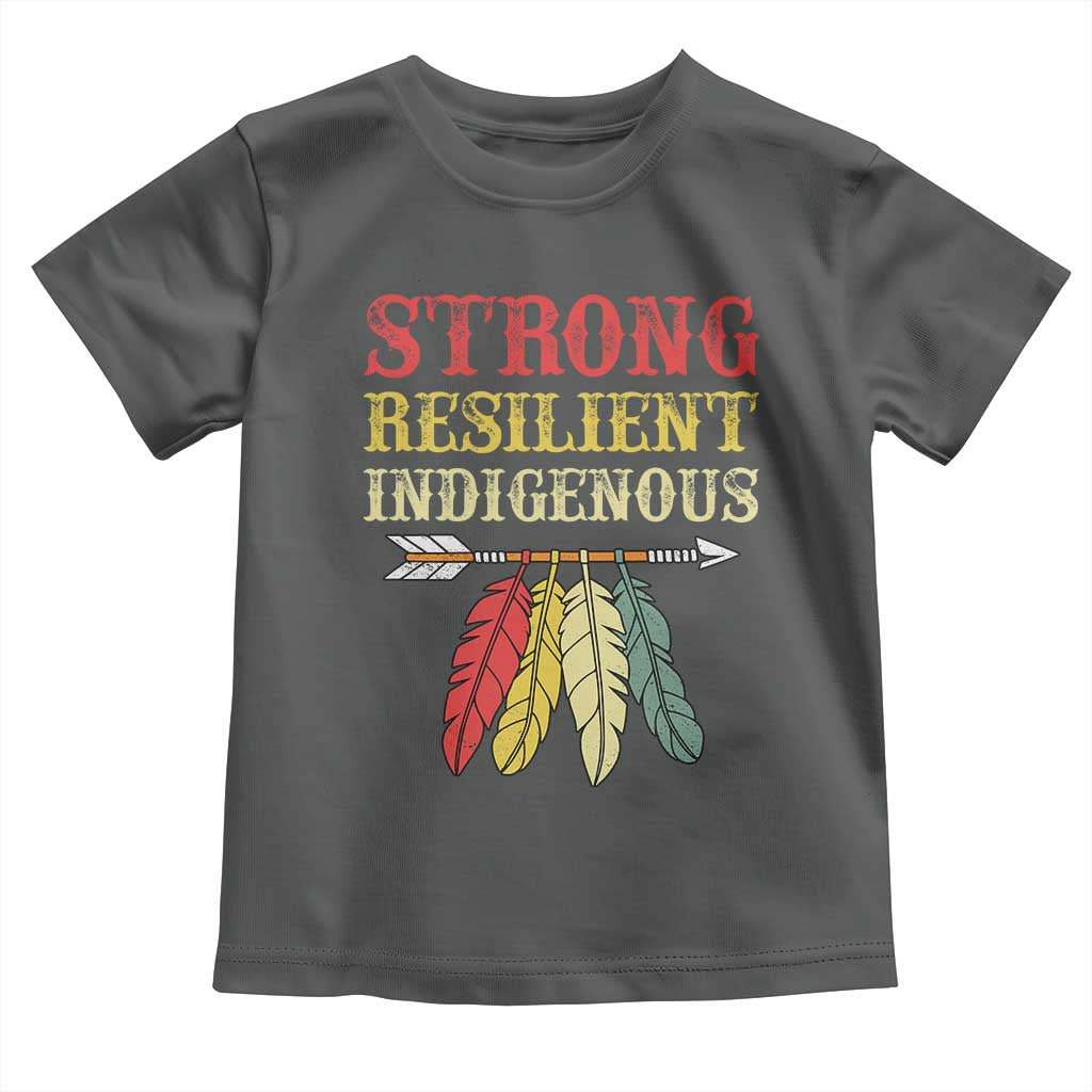 Native American Strong Resilient Indigenous Toddler T Shirt Retro Vintage Feathers TS11 Dark Heather Print Your Wear
