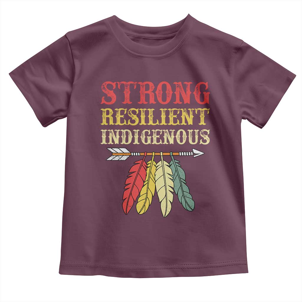 Native American Strong Resilient Indigenous Toddler T Shirt Retro Vintage Feathers TS11 Maroon Print Your Wear