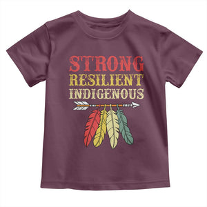 Native American Strong Resilient Indigenous Toddler T Shirt Retro Vintage Feathers TS11 Maroon Print Your Wear