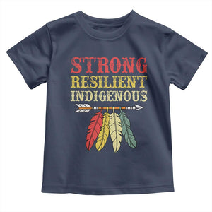 Native American Strong Resilient Indigenous Toddler T Shirt Retro Vintage Feathers TS11 Navy Print Your Wear