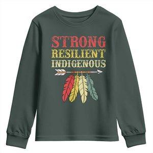 Native American Strong Resilient Indigenous Youth Sweatshirt Retro Vintage Feathers TS11 Dark Forest Green Print Your Wear