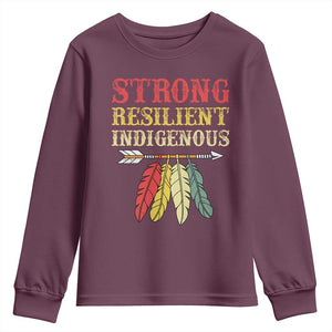 Native American Strong Resilient Indigenous Youth Sweatshirt Retro Vintage Feathers TS11 Maroon Print Your Wear