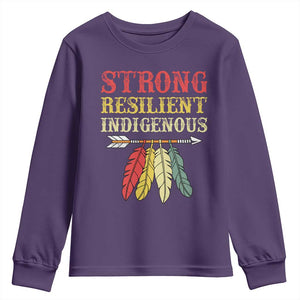 Native American Strong Resilient Indigenous Youth Sweatshirt Retro Vintage Feathers TS11 Purple Print Your Wear