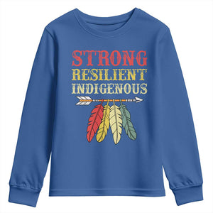 Native American Strong Resilient Indigenous Youth Sweatshirt Retro Vintage Feathers TS11 Royal Blue Print Your Wear