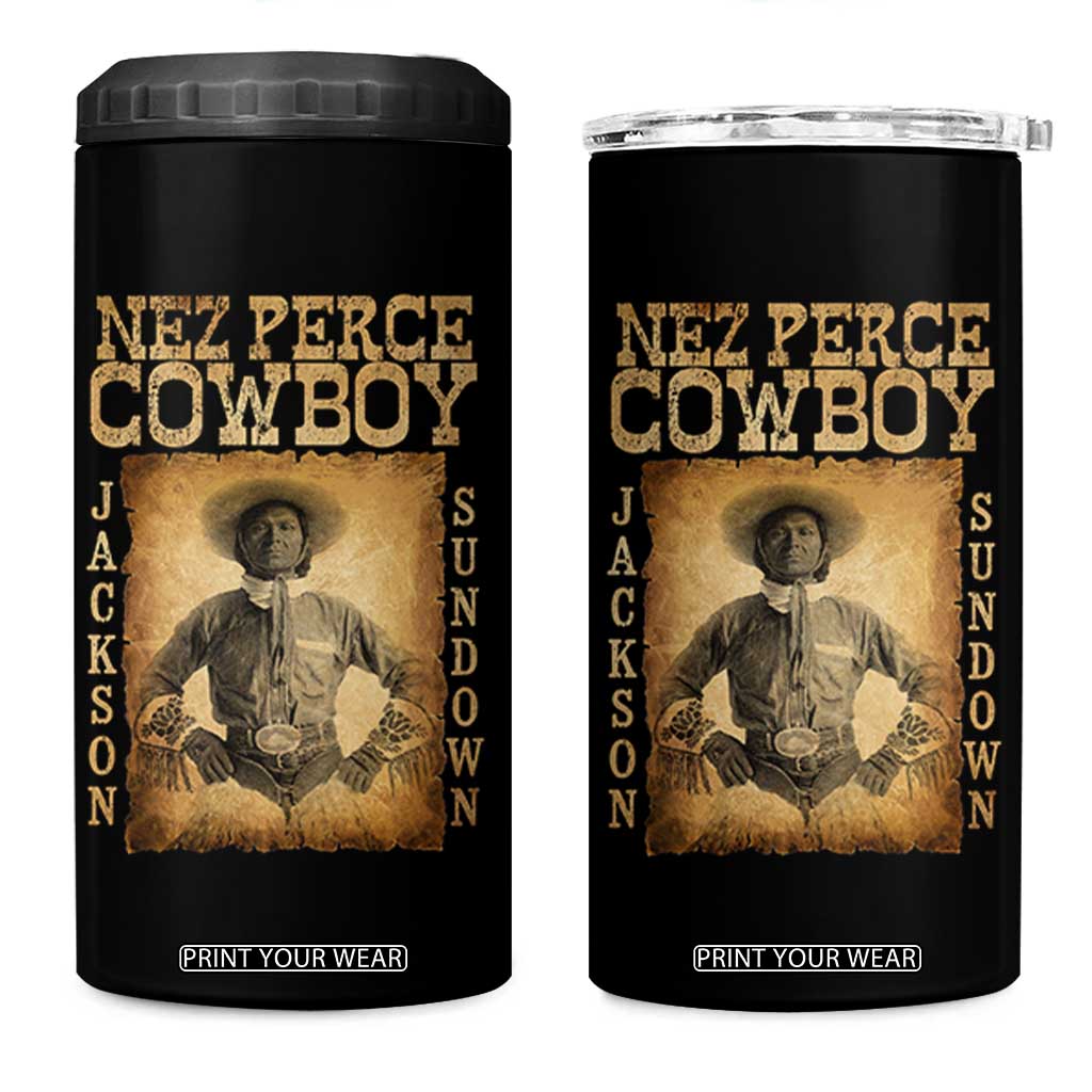 Nez Perce Cowboy Jackson Sundown 4 in 1 Can Cooler Tumbler Native American Cowboy Western Country TS11 One Size: 16 oz Black Print Your Wear