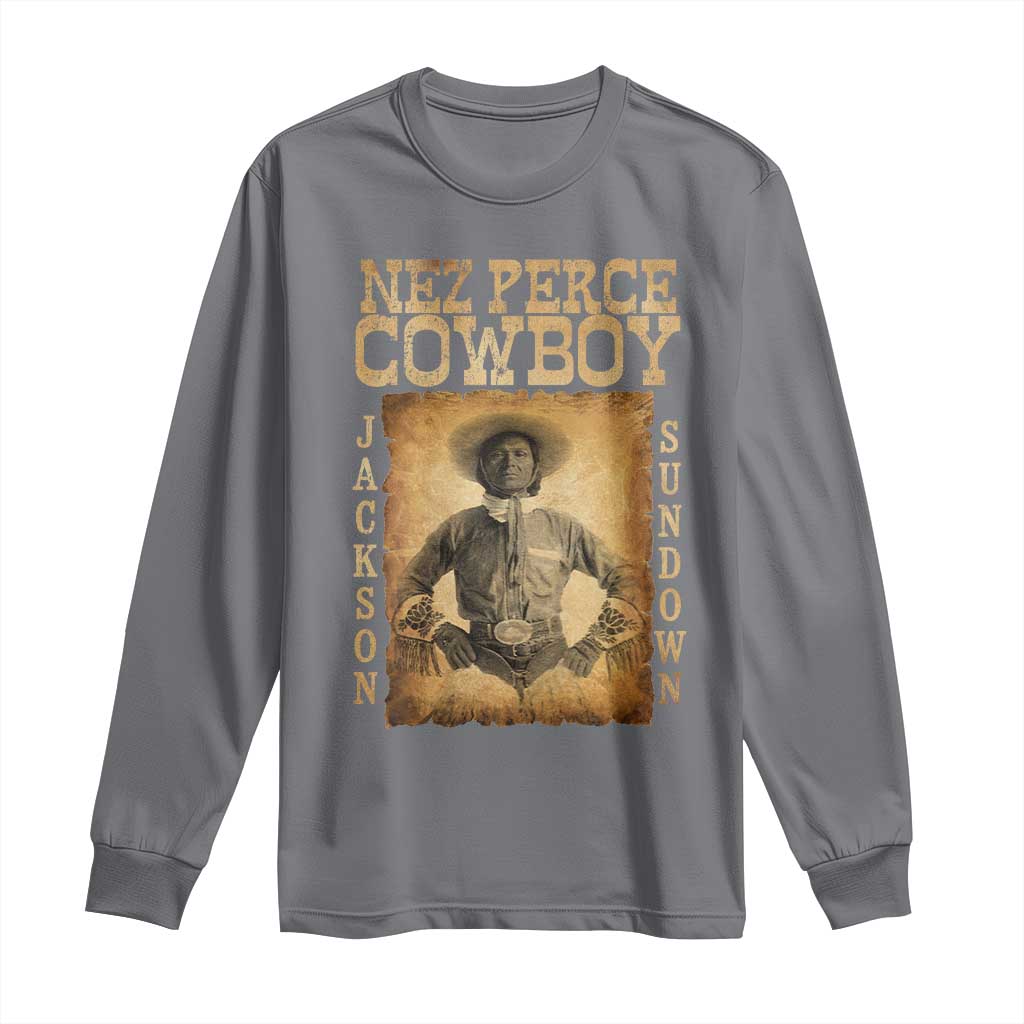 Nez Perce Cowboy Jackson Sundown Long Sleeve Shirt Native American Cowboy Western Country TS11 Charcoal Print Your Wear