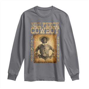 Nez Perce Cowboy Jackson Sundown Long Sleeve Shirt Native American Cowboy Western Country TS11 Charcoal Print Your Wear