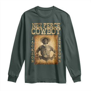 Nez Perce Cowboy Jackson Sundown Long Sleeve Shirt Native American Cowboy Western Country TS11 Dark Forest Green Print Your Wear