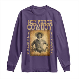 Nez Perce Cowboy Jackson Sundown Long Sleeve Shirt Native American Cowboy Western Country TS11 Purple Print Your Wear