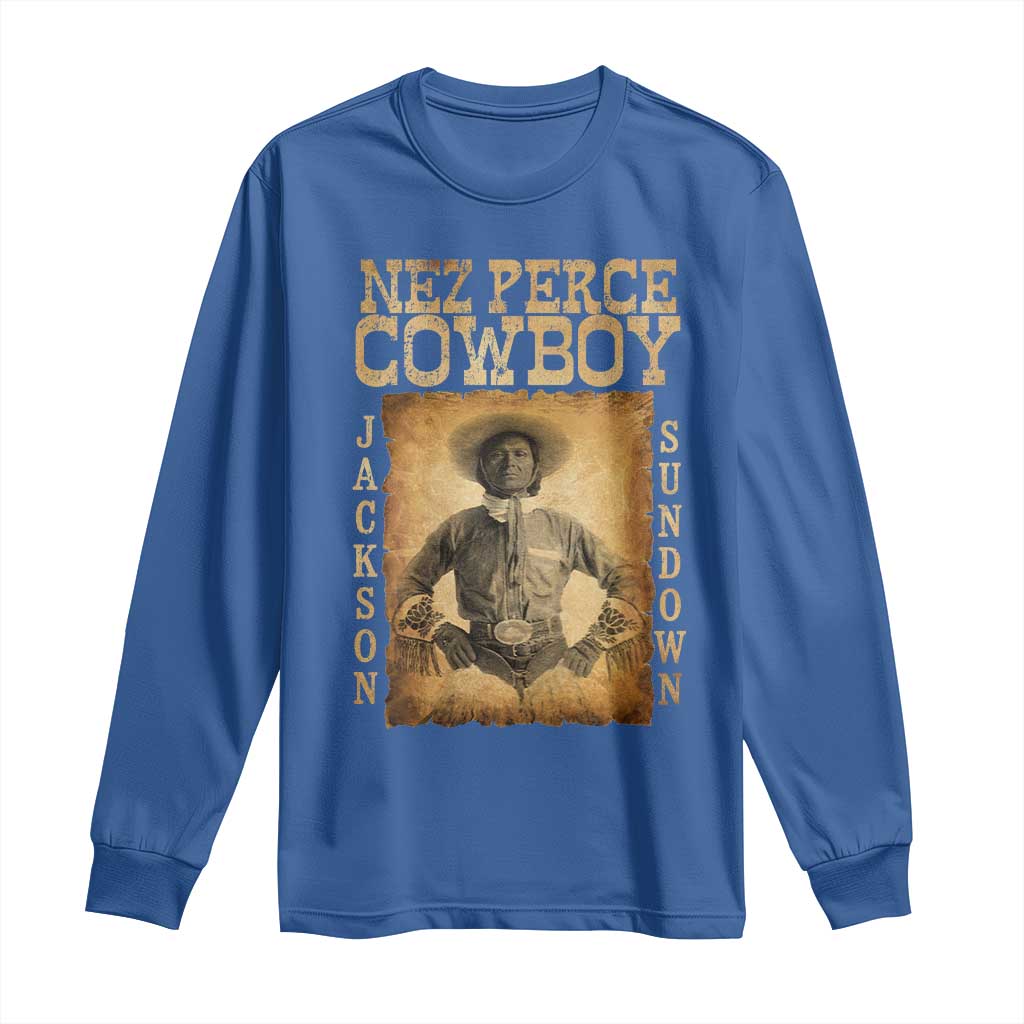 Nez Perce Cowboy Jackson Sundown Long Sleeve Shirt Native American Cowboy Western Country TS11 Royal Blue Print Your Wear