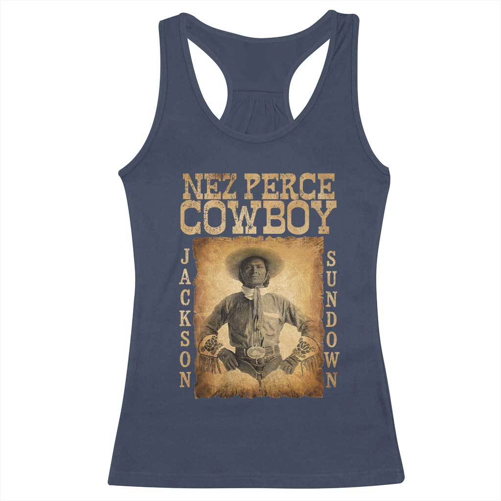 Nez Perce Cowboy Jackson Sundown Racerback Tank Top Native American Cowboy Western Country TS11 Navy Print Your Wear