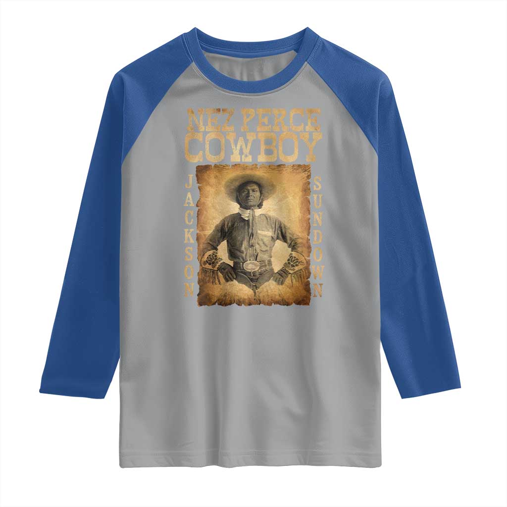 Nez Perce Cowboy Jackson Sundown Raglan Shirt Native American Cowboy Western Country TS11 Sport Gray Royal Print Your Wear