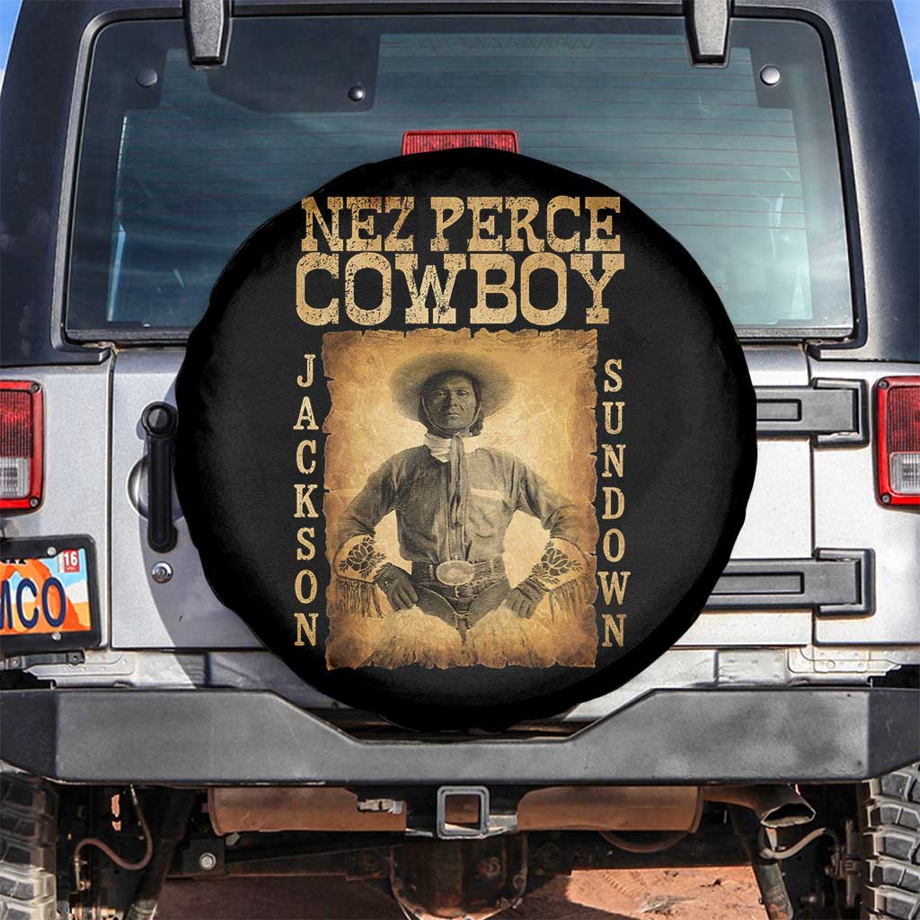 Nez Perce Cowboy Jackson Sundown Spare Tire Cover Native American Cowboy Western Country TS11 No hole Black Print Your Wear