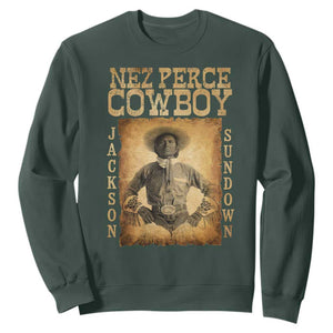 Nez Perce Cowboy Jackson Sundown Sweatshirt Native American Cowboy Western Country TS11 Dark Forest Green Print Your Wear