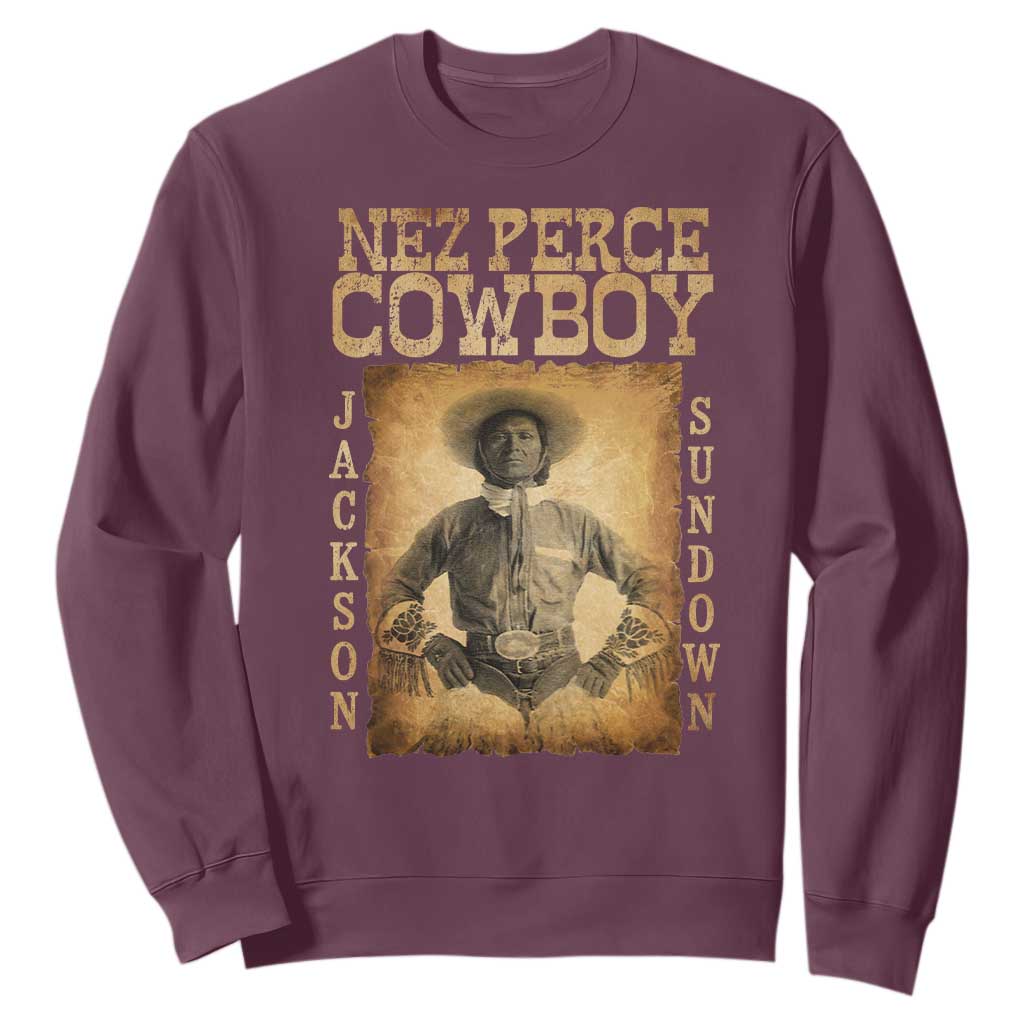 Nez Perce Cowboy Jackson Sundown Sweatshirt Native American Cowboy Western Country TS11 Maroon Print Your Wear